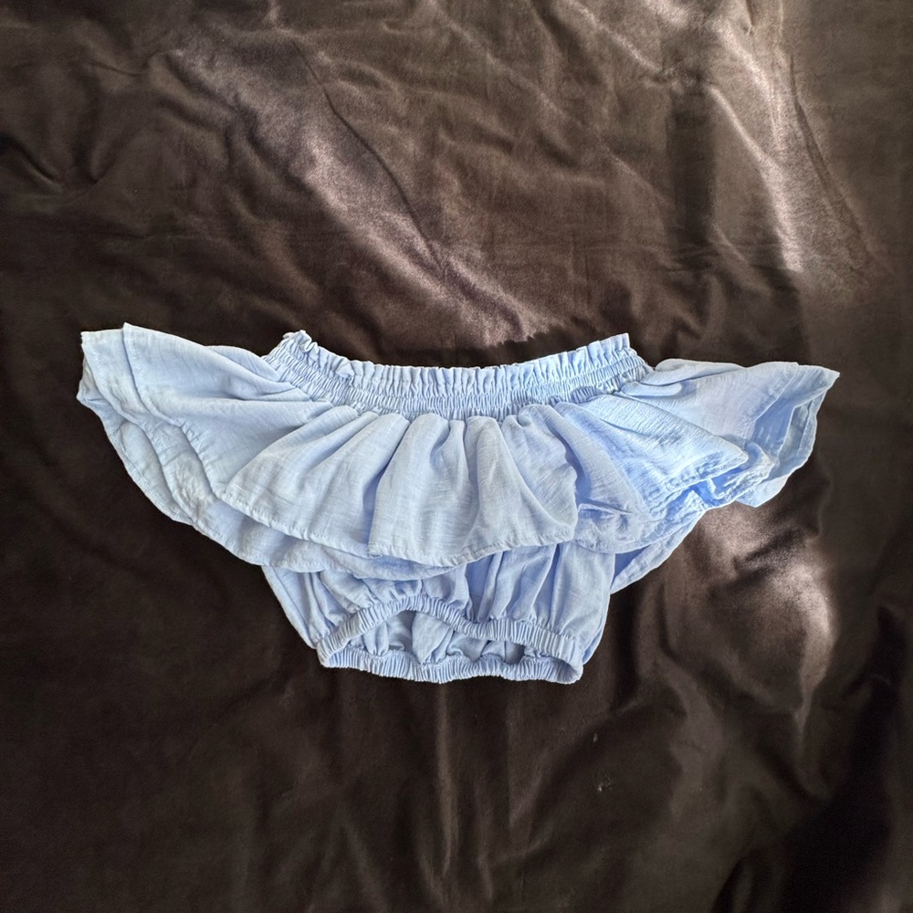 ethika Light Blue Off-Shoulder Ruffle Crop Top - Picture 8 of 9
